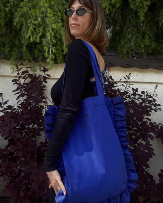 "INDIGO" Ruffle Tote-bag - Image 1