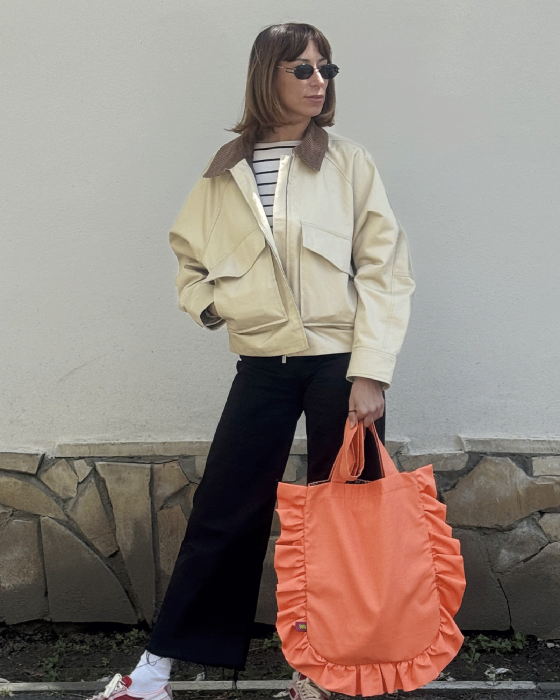"PEACH" Ruffle Tote-bag - Image 1